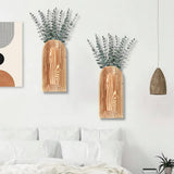 Dnnnii 2 Pack Wooden Wall Vase Set - Brown Finish Modern Farmhouse &amp; Boho Wall Decor for Entryway, Hallway, Bathroom, Living Room, Dining Room, Narrow Spaces - Homesidy.com