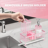 Cisily Black Sponge Holder for Kitchen Sink, Sink Caddy Organizer with High Brush Holder, Kitchen Countertop Organizers and Storage Essentials, Rustproof 304 Stainless Steel, Soap Dispenser Organize - Homesidy.com