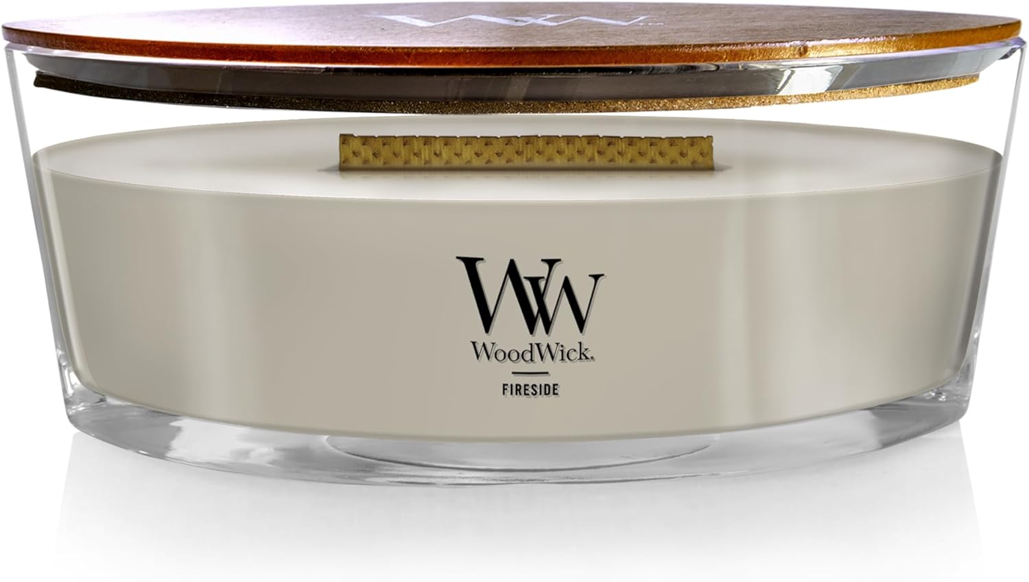 WoodWick Marine Amber Holiday Candle Gifts for Women and Men, 9.7 oz Precious Metals Collection with Crackling Wick - Homesidy.com