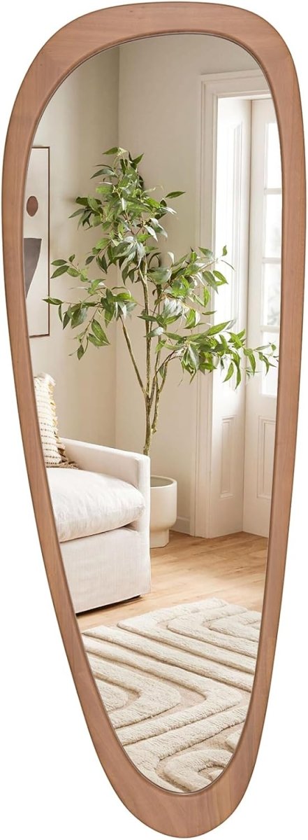 WallBeyond Asymmetrical Mirror, Irregular Wall Mirror, Wall Mirrors Decorative for Bedroom Living Room Entryway Hall, Wood Mirror for mid Century Modern Decor 30&34; H x 19&34; W - Homesidy.com