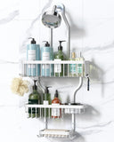 YASONIC Shower Caddy Hanging - Never Rust Shower Organizer - Aluminum Over The Head Caddy with 10 Hooks for Razor/Sponge - Rack with Soap Basket - Silver - Homesidy.com