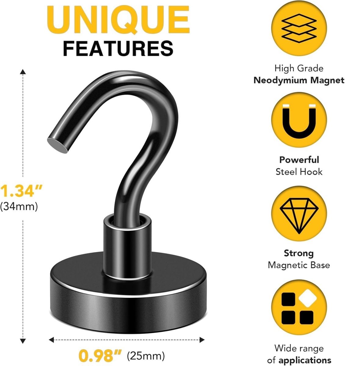 DIYMAG Garage Storage Hooks 6 Pack, 30lbs 2025 Cruise Cabin Ship Essentials N52 Magnetic Hook Heavy Duty Strong Wall Mount Magnets Fridge for Classroom Wall Mount Kitchen Grills Silver - Homesidy.com