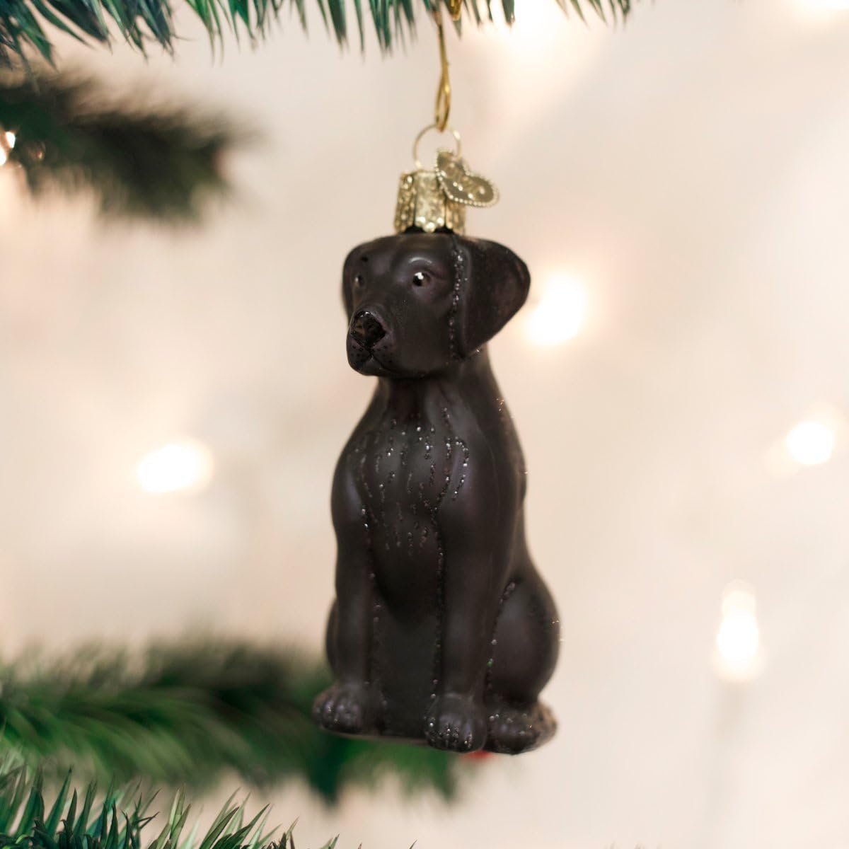 Old World Christmas Black Labrador Dog Collection Glass Blown Ornaments for Christmas Tree 3.75 x 1.5 - Homesidy.com