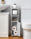 AOJEZOR Toilet Paper Holder Stand: No Drill PVC Small Bathroom Cabinet for Apartment Dwellers - Rental Deposit Protection - Small Space Storage Saving - Homesidy.com