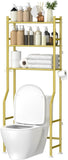 GloTika 3 - Tier Over The Toilet Storage, Space Saver Metal Bathroom Shelves, Freestanding Above Over Toilet Storage Shelf with 4 Hooks for Bathroom, Black - Homesidy.com