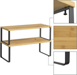 NEX Bamboo Kitchen Cabinet and Counter Shelf Organizer, Stackable &amp; Expandable, Set of 4, White and Natural - Homesidy.com