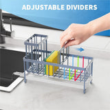 Cisily Black Sponge Holder for Kitchen Sink, Sink Caddy Organizer with High Brush Holder, Kitchen Countertop Organizers and Storage Essentials, Rustproof 304 Stainless Steel, Soap Dispenser Organize - Homesidy.com
