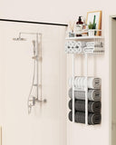 Aetyord Towel Racks for Bathroom 31inch Wall Mounted Towel Rack,Floating Shelf with Wood Plank,Towel Storage for Bathroom can Holds 6 Large Rolled Towels,All Black - Homesidy.com