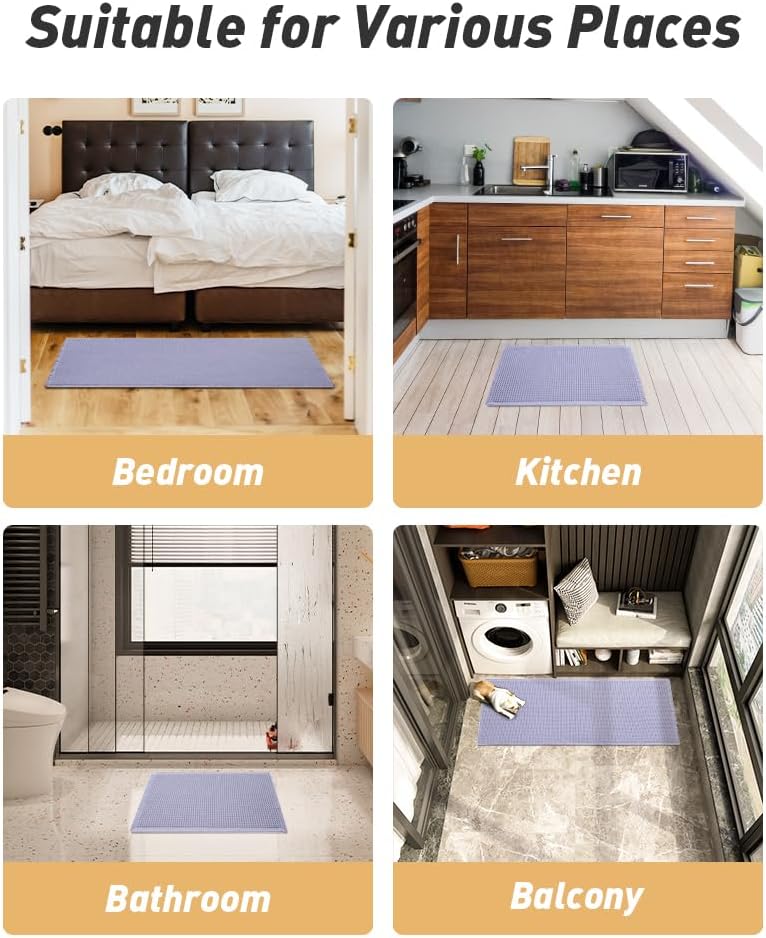 AMOAMI Upgraded Waffle Bath Mat, Super Absorbent Non Slip Bath Mats for Bathroom Floor, Machine Washable Bathroom Rugs with Tassels, Rubber Backed Bathroom Mats, Ultra Soft, 18&34; x 30&34;, Brown - Homesidy.com