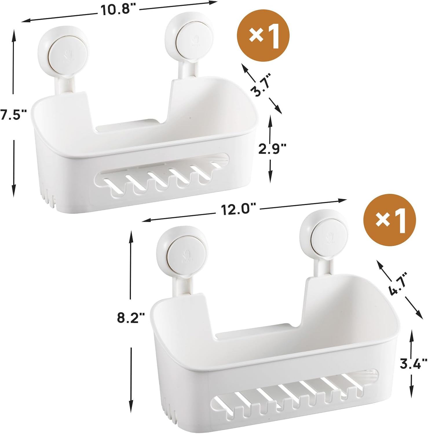 LEVERLOC Shower Caddy Suction Cup, Shower Organizer Removable Bathroom Shelf, Storage Suction Powerful Max Hold 22lbs Bathroom Caddy Waterproof Holder, White - Homesidy.com