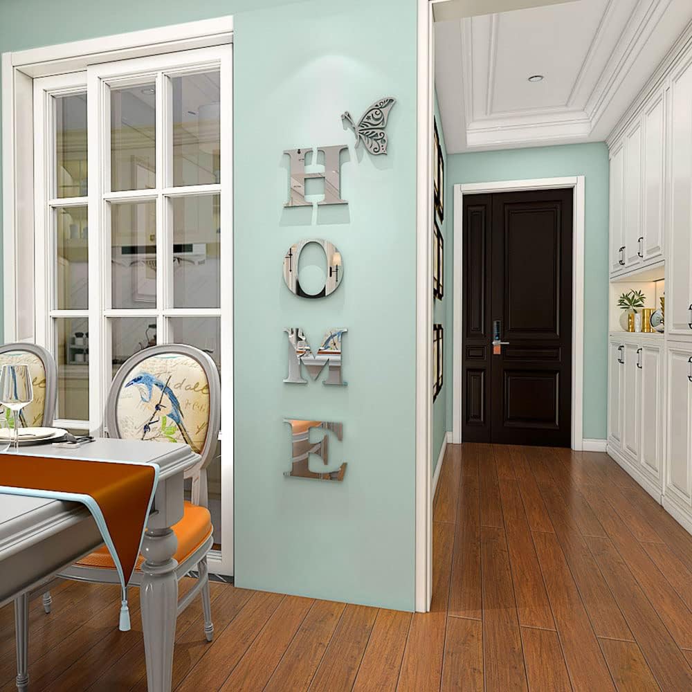 Doeean Home Wall Decor Letter Signs Acrylic Mirror Wall Stickers Decorations for Living Room Bedroom Home Decor Wall Decals (Silver, 47.2 X 15.3IN) - Homesidy.com