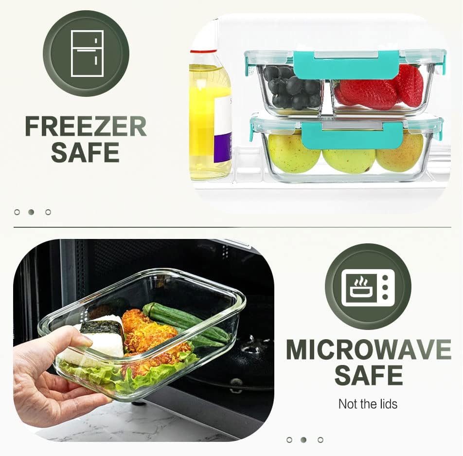 KOMUEE 10 Packs 30 oz Glass Meal Prep Containers,Glass Food Storage Containers with Lids,Airtight Lunch Bento Boxes,Microwave,Freezer and Dishwasher,Gray - Homesidy.com