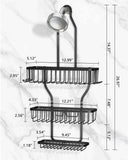 MSAICOE Shower Caddy Hanging - Never Rust Shower Hanging Organizer - Aluminum Over the ShowerHead Caddy with Soap Basket and 6 Hooks for Razor/Sponge (Black) - Homesidy.com