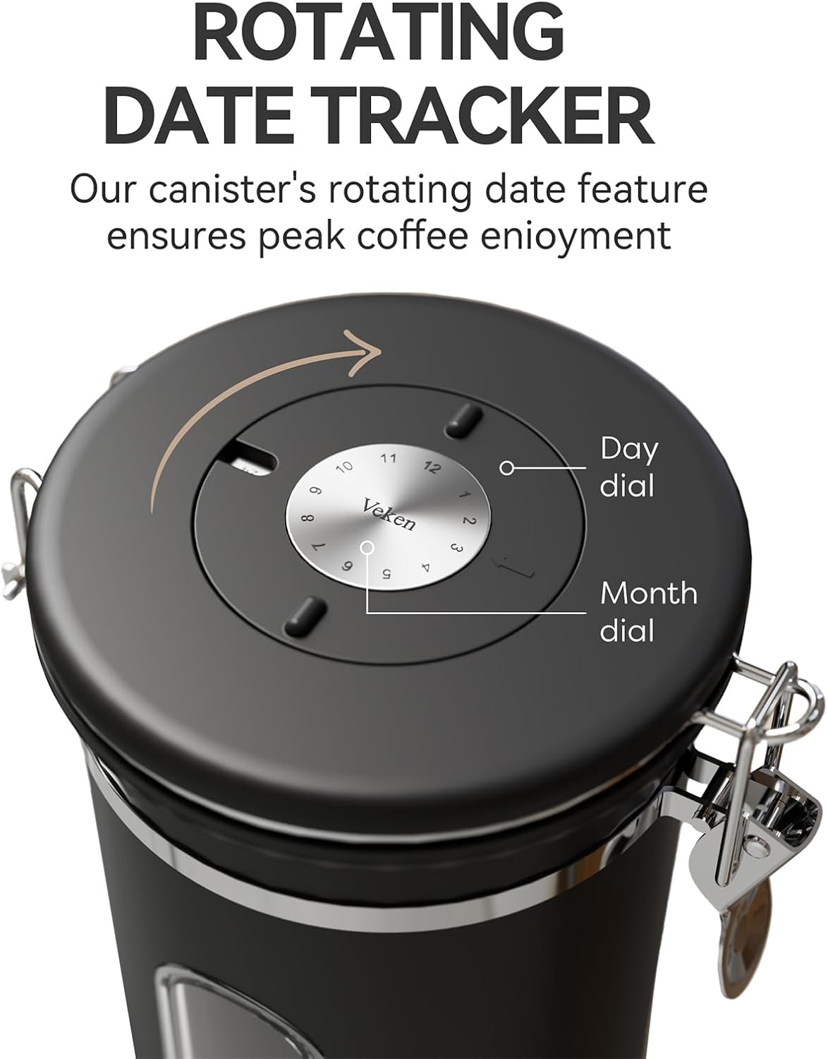 Veken Coffee Canister with Window,Airtight Stainless Steel Pantry Container,Home Kitchen Food Storage Organizers for Ground,Beans,Espresso,Rice,Tea,Sugar,Cereal, Flour,Bar Accessories,Gifts,22OZ,Black - Homesidy.com