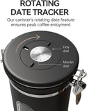 Veken Coffee Canister with Window,Airtight Stainless Steel Pantry Container,Home Kitchen Food Storage Organizers for Ground,Beans,Espresso,Rice,Tea,Sugar,Cereal, Flour,Bar Accessories,Gifts,22OZ,Black - Homesidy.com