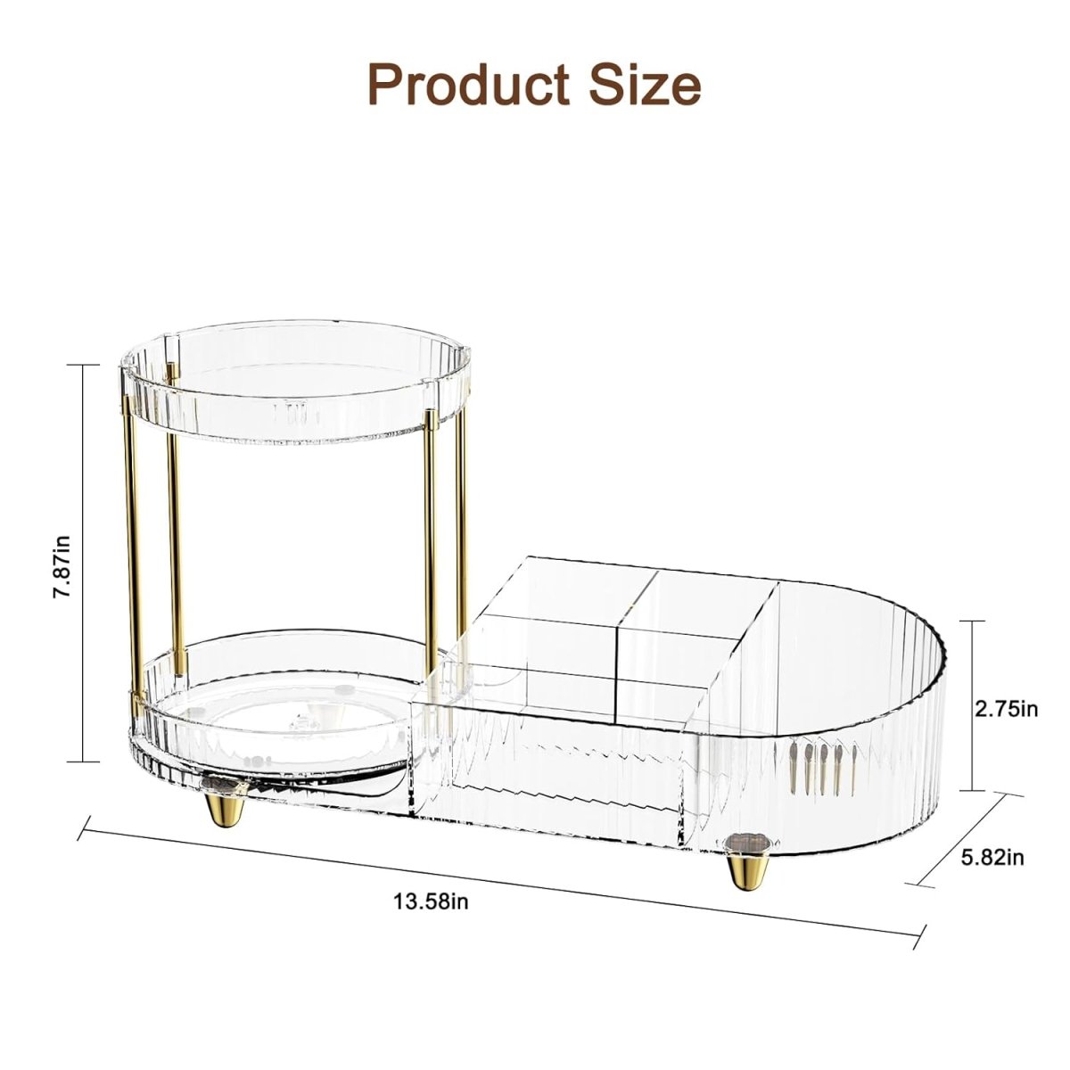 Makeup Organizer Countertop for Vanity, Rotating Perfume Tray with 5 - compartment Cosmetic and Skincare Organizers, Multi - Purpose Desk Storage Makeup Brush Holder for Bathroom Bedroom Counter - Homesidy.com