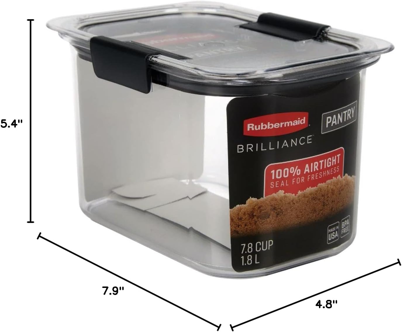 Rubbermaid Brilliance Pantry Airtight Food Storage Container, BPA - Free 7.8 Cup, Ideal for Brown Sugar - Efficient, Leak - Proof and Dishwasher - safe - Homesidy.com
