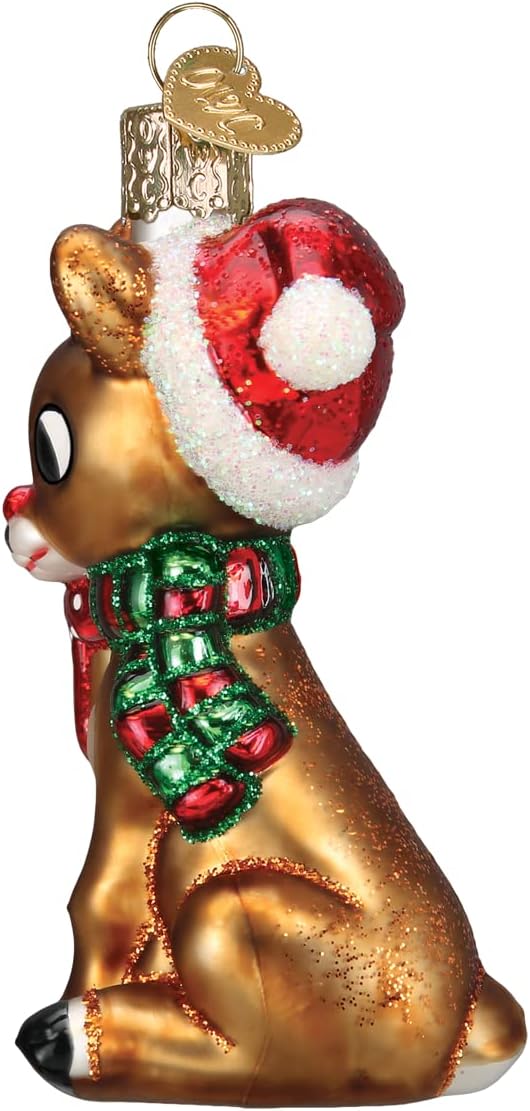 Old World Christmas Rudolph and Clarice Glass Blown Ornament for Christmas Tree, Handcrafted Holiday Decoration, Rudolph Collection - Homesidy.com