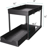 DEKAVA Under Sink Organizer 2 Pack, Bathroom Cabinet Organizer, 2 Tier Sliding Cabinet Basket Organizer Drawer, Multi - Purpose Bath Collection Baskets for Bathroom (Black) - Homesidy.com