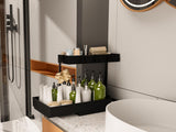 2 Pack Under Sink Organizer 2 Tier Sliding Cabinet Organizers Multi - Purpose Sink Storage Basket L - Shape Narrow Space Storage Shelves with 4 Hook for Kitchen Bathroom Drawer, Black - Homesidy.com