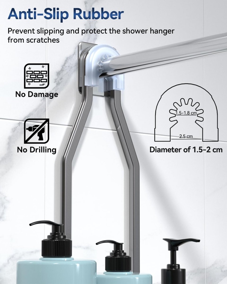 YASONIC Shower Caddy Hanging - Never Rust Shower Organizer - Aluminum Over The Head Caddy with 10 Hooks for Razor/Sponge - Rack with Soap Basket - Silver - Homesidy.com
