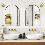 VooBang Arched Wall Mirror, 30 x 38 inch Arch Bathroom Mirror, Wall Mounted Vanity Mirror with Arch Metal Frame, Modern Bathroom Vanity Mirror for Bedroom, Living Room, Hanging or Leaning, Black - Homesidy.com