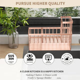 Cisily Kitchen Sink Caddy Organzier with High Brush Holder, Sponge Holder for Sink, 304 Rustproof Stainless, Kitchen Countertop Soap Dispenser Organizer, Kitchen Decor and Accessories - Homesidy.com