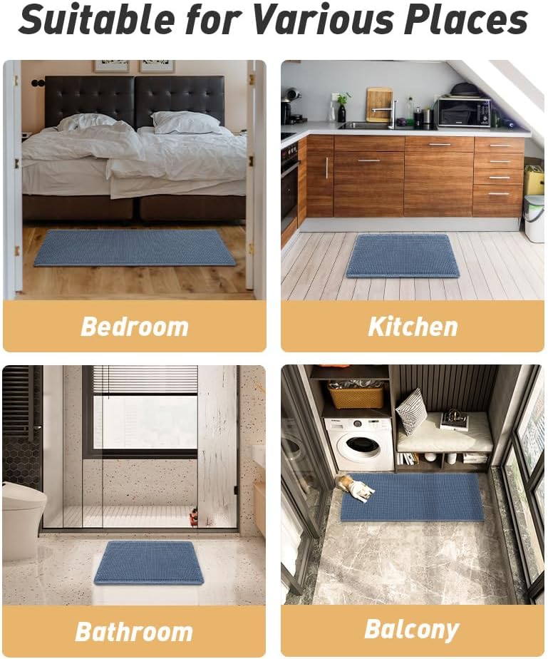 AMOAMI Upgraded Waffle Bath Mat, Super Absorbent Non Slip Bath Mats for Bathroom Floor, Machine Washable Bathroom Rugs with Tassels, Rubber Backed Bathroom Mats, Ultra Soft, 18&34; x 30&34;, Brown - Homesidy.com