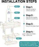 MSAICOE Shower Caddy Hanging - Never Rust Shower Hanging Organizer - Aluminum Over the ShowerHead Caddy with Soap Basket and 6 Hooks for Razor/Sponge (Black) - Homesidy.com