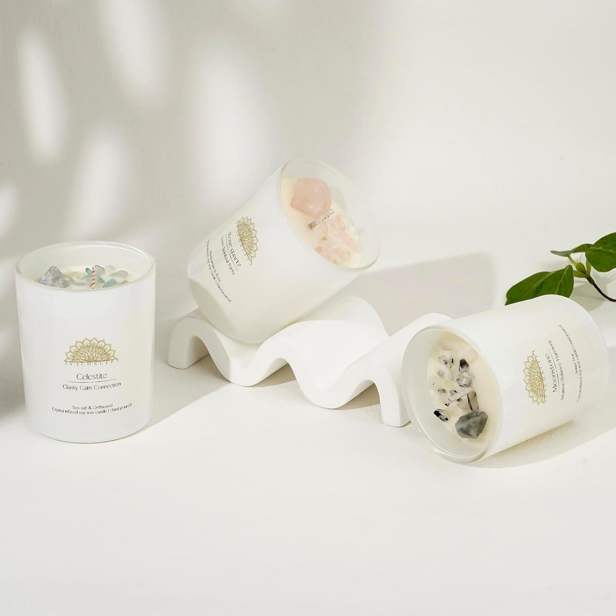 ava concept - Soy Candles with Crystals - Aromatherapy Scented Candle for Women - Lavender Vanilla Gift Set - Small Wax Melts - 3 Pack 3.5oz - Homesidy.com