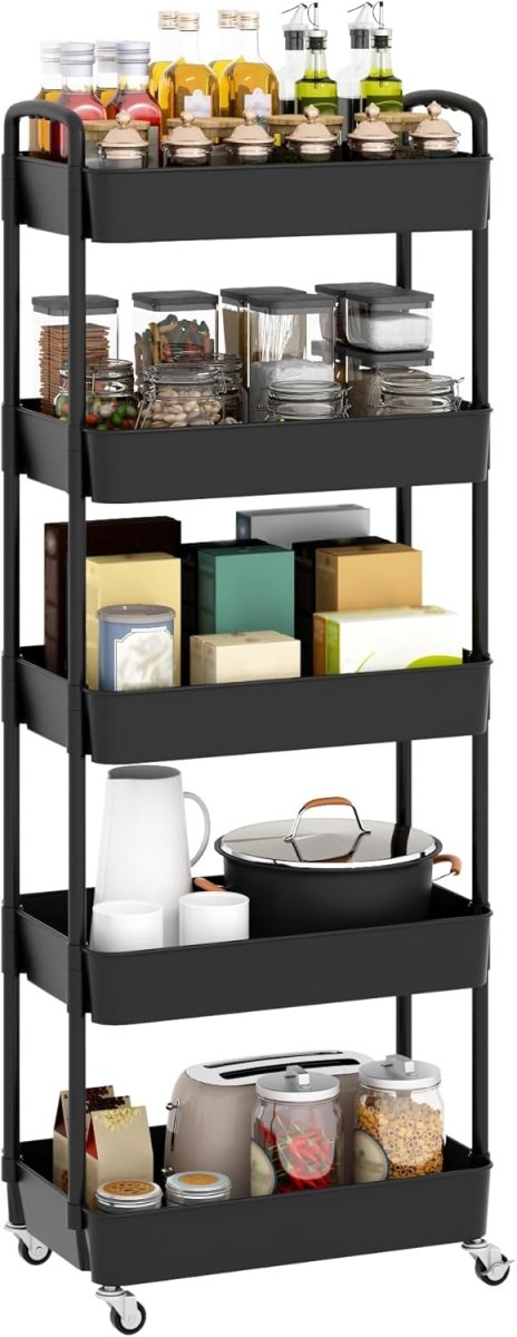 Sywhitta 3 - Tier Plastic Rolling Utility Cart with Handle, Multi - Functional Storage Trolley for Office, Living Room, Kitchen, Movable Storage Organizer with Wheels, White - Homesidy.com