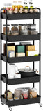Sywhitta 3 - Tier Plastic Rolling Utility Cart with Handle, Multi - Functional Storage Trolley for Office, Living Room, Kitchen, Movable Storage Organizer with Wheels, White - Homesidy.com