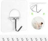 Adhesive Hooks for Hanging Heavy Duty Wall Hooks Self Adhesive Towel Coat Hooks Waterproof Transparent Hook for Bathroom Shower Kitchen Keys Door Outdoor Home Improvement Utility Hook 12 Pack - Homesidy.com