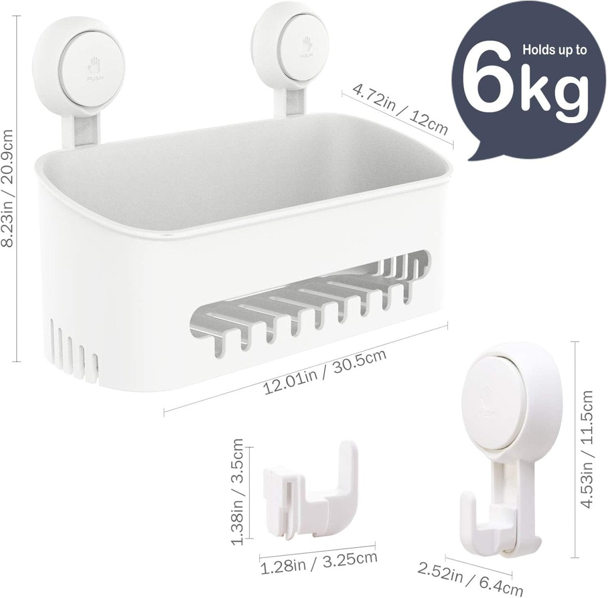 TAILI Shower Caddy Suction Cup 2 Pack with Hooks &amp; Soap holder, Heavy Duty Shower Organizer for Bathroom, No Drilling Bathroom Organizer with Large Capacity, Black Metal Storage Basket - Homesidy.com