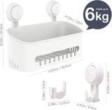 TAILI Shower Caddy Suction Cup 2 Pack with Hooks &amp; Soap holder, Heavy Duty Shower Organizer for Bathroom, No Drilling Bathroom Organizer with Large Capacity, Black Metal Storage Basket - Homesidy.com