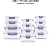 JoyJolt 24pc Borosilicate Glass Storage Containers with Lids | 12 Airtight/Freezer Safe Food Storage Containers for Pantry and Kitchen | Meal Prep Container for Lunch | Glass Tupperware Set - Homesidy.com