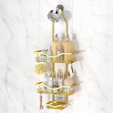 Shower Caddy Hanging Adjustable Shower Caddy, Rustproof Shower Organizer Extended Length Shower Caddy Over Shower Head with Hooks Soap Holder, Large Capacity Anti - Swing Bathroom Organizer, Black - Homesidy.com