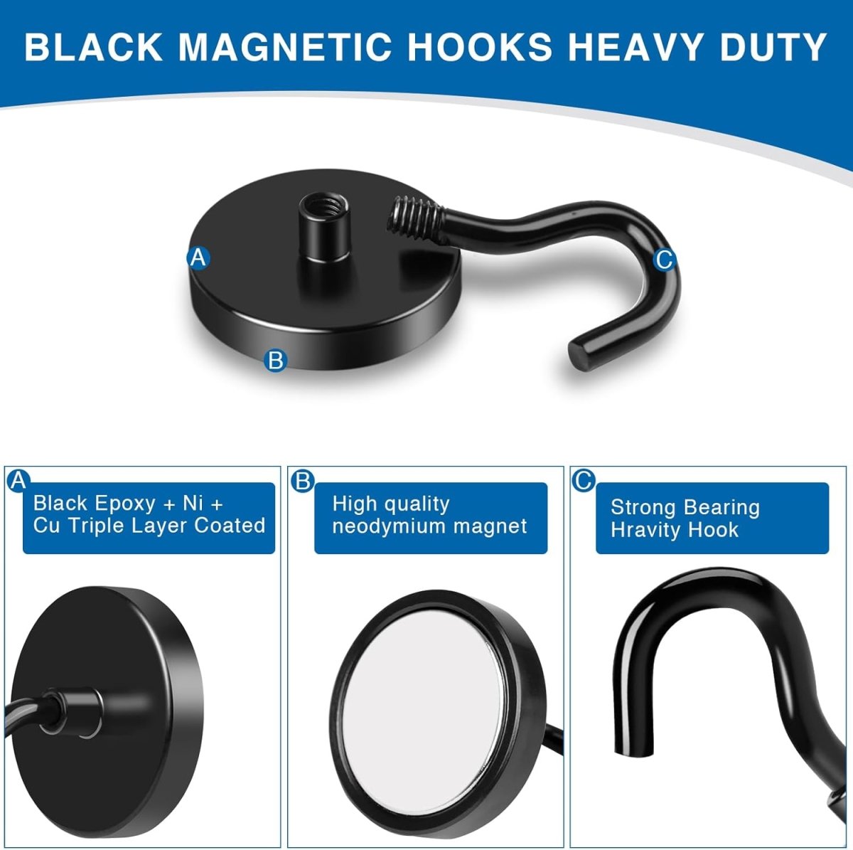LOVIMAG Magnetic Hooks, 12 Pack 30lbs Magnet Hook 2025 Cruise Cabin Ship Essentials Heavy Duty Strong Magnets Refrigerator Fridge Hanging for Classroom Beach Vacation Kitchen Grills Home (Black) - Homesidy.com