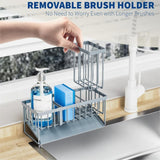 Cisily Kitchen Sink Caddy Organzier with High Brush Holder, Sponge Holder for Sink, 304 Rustproof Stainless, Kitchen Countertop Soap Dispenser Organizer, Kitchen Decor and Accessories - Homesidy.com