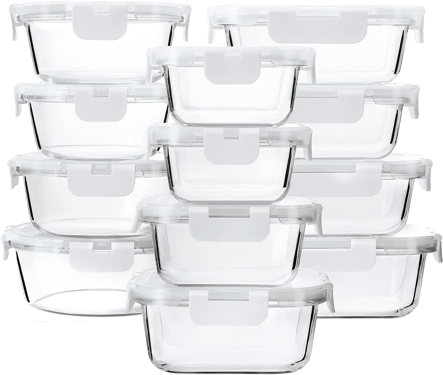 M MCIRCO 24 - Piece Glass Food Storage Containers with Upgraded Snap Locking Lids,Glass Meal Prep Containers Set - Airtight Lunch Containers, Microwave, Oven, Freezer and Dishwasher - Homesidy.com