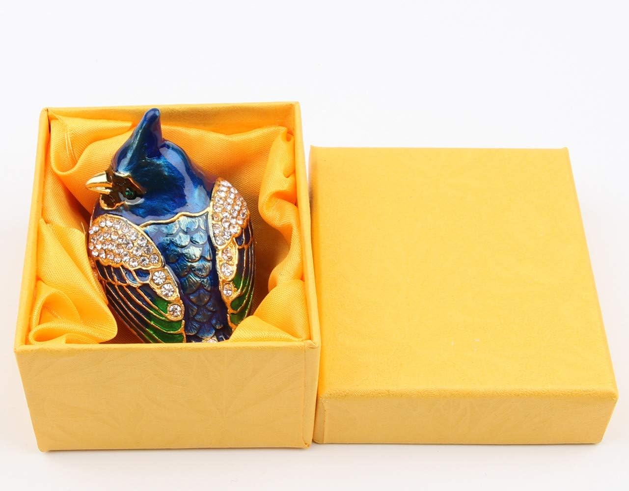 SEVENBEES Cardinal Bird Trinket Box Metal Enameled Animal Figurines Collectable Wedding Jewelry Ring Holder Organizer - Mothers Day Gifts - Homesidy.com
