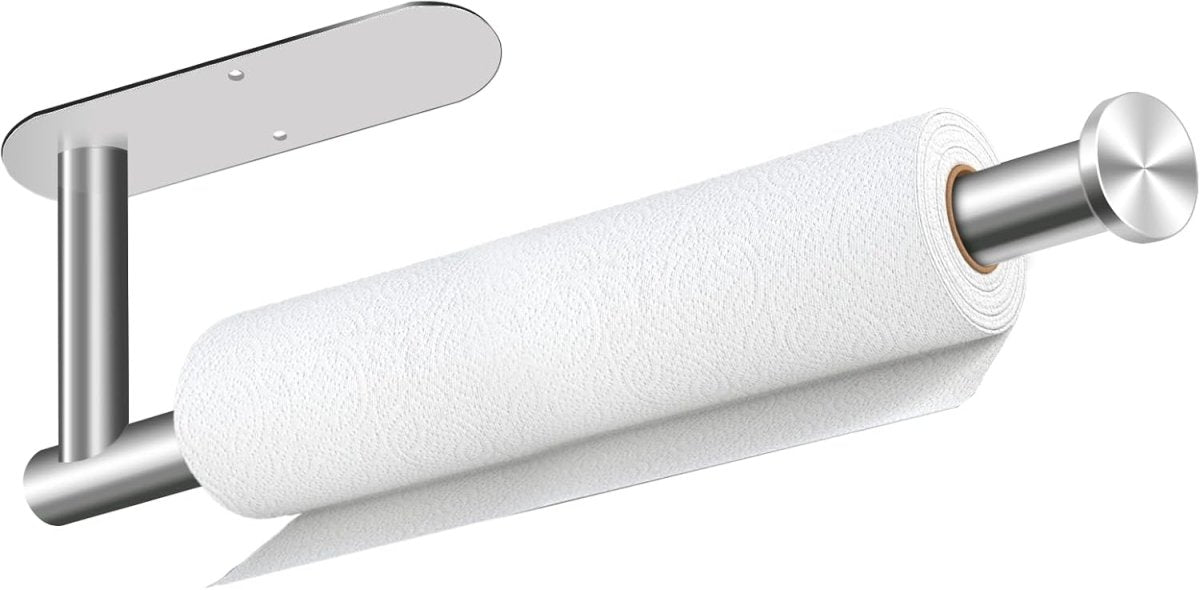 Paper Towel Holder, Self Adhesive or Drilling Paper Towel Holder Under Cabinet, Stainless Steel Black Paper Towel Holders Wall Mount for Kitchen, Bathroom, Sink, Pantry, Fridge - Homesidy.com