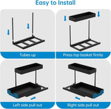 2 Pack Under Sink Organizer 2 Tier Sliding Cabinet Organizers Multi - Purpose Sink Storage Basket L - Shape Narrow Space Storage Shelves with 4 Hook for Kitchen Bathroom Drawer, Black - Homesidy.com