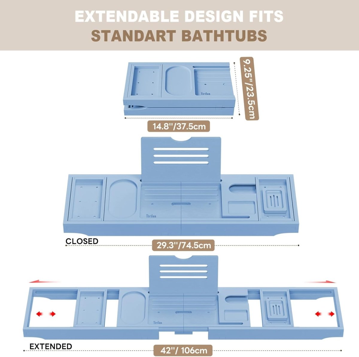 Premium Bathtub Tray Caddy, Expandable Bath Tray, Unique House Warming Gifts, New Home, Anniversary and Wedding Gifts for Couple, Bridal Shower Gift for Women - Homesidy.com