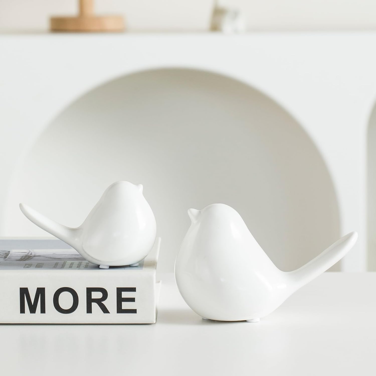 GJFASGF Small Animal Statues, White Bird Figurines Home Decor, Modern Home Decorative, Ceramic Decor for Office Desktop, Bookshelf, Bedroom, Living Room, Cabinets (White 2 Pcs) - Homesidy.com