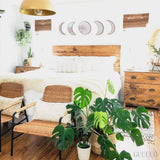 Scandinavian Decor 5 - Piece Acrylic Wall Decor - Wooden Moon Phase Mirror, Bohemian Design for Living Room, Bedroom - Beige - Homesidy.com