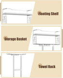 Aetyord Towel Racks for Bathroom 31inch Wall Mounted Towel Rack,Floating Shelf with Wood Plank,Towel Storage for Bathroom can Holds 6 Large Rolled Towels,All Black - Homesidy.com