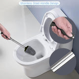Sellemer Toilet Brush and Holder Set - Flexible Toilet Bowl Brush Head with Silicone Bristles, Compact Size for Storage and Organization, Ventilation Slots Base (1 Pack, Silver) - Homesidy.com