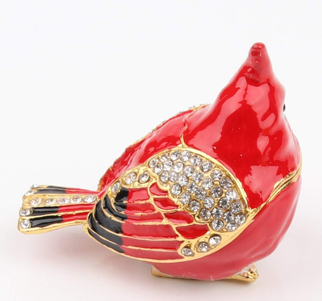 SEVENBEES Cardinal Bird Trinket Box Metal Enameled Animal Figurines Collectable Wedding Jewelry Ring Holder Organizer - Mothers Day Gifts - Homesidy.com