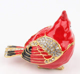 SEVENBEES Cardinal Bird Trinket Box Metal Enameled Animal Figurines Collectable Wedding Jewelry Ring Holder Organizer - Mothers Day Gifts - Homesidy.com